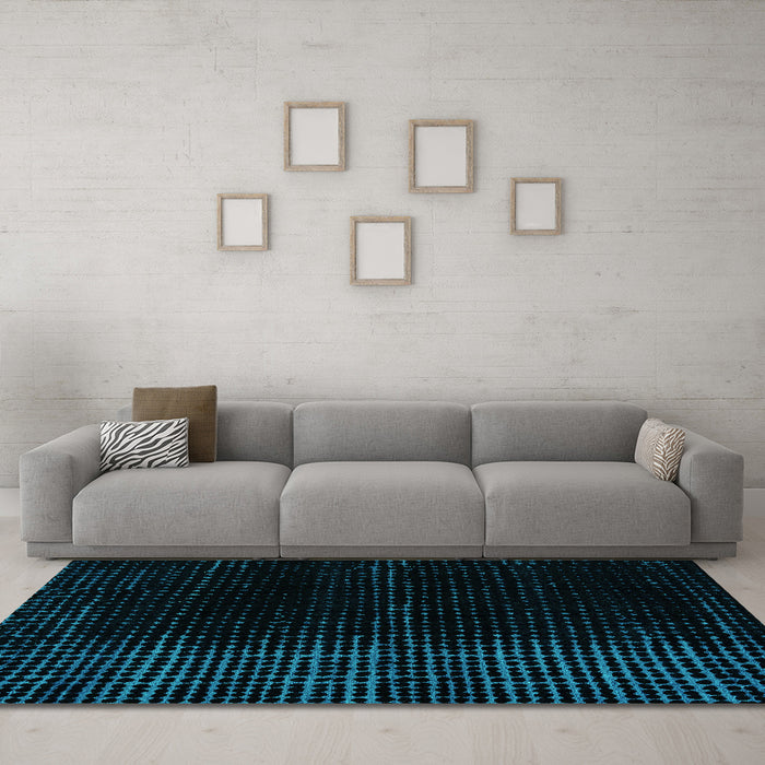 Machine Washable Abstract Turquoise Modern Area Rugs in a Living Room,, wshabs5090turq