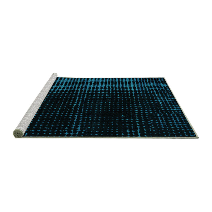Sideview of Machine Washable Abstract Turquoise Modern Area Rugs, wshabs5090turq