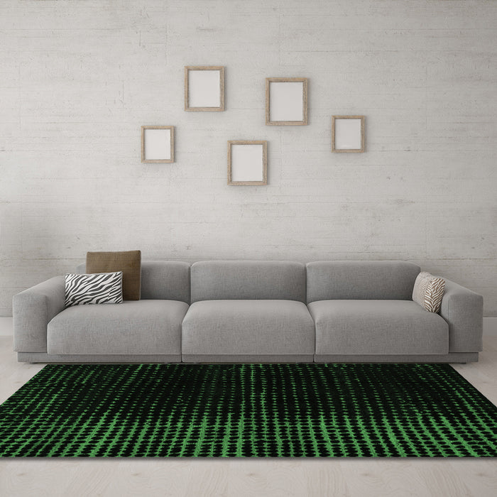 Machine Washable Abstract Emerald Green Modern Area Rugs in a Living Room,, wshabs5090emgrn
