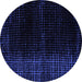 Round Abstract Blue Modern Rug, abs5090blu