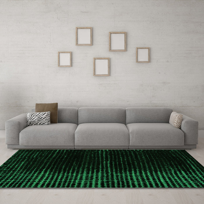 Machine Washable Abstract Green Modern Area Rugs in a Living Room,, wshabs5090grn