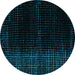 Round Abstract Turquoise Modern Rug, abs5090turq