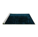 Sideview of Machine Washable Abstract Turquoise Modern Area Rugs, wshabs5091turq