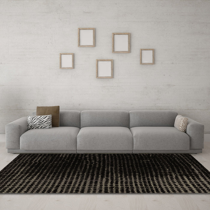 Machine Washable Abstract Brown Modern Rug in a Living Room,, wshabs5091brn