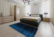 Abstract Blue Modern Rug in a Bedroom, abs5091