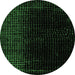 Round Abstract Emerald Green Modern Rug, abs5091emgrn