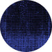 Round Abstract Blue Modern Rug, abs5091blu