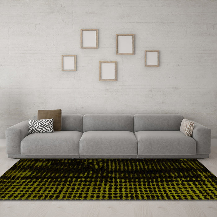 Machine Washable Abstract Yellow Modern Rug in a Living Room, wshabs5091yw