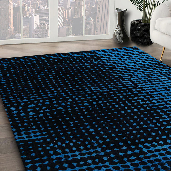 Machine Washable Abstract Blueberry Blue Rug in a Family Room, wshabs5091