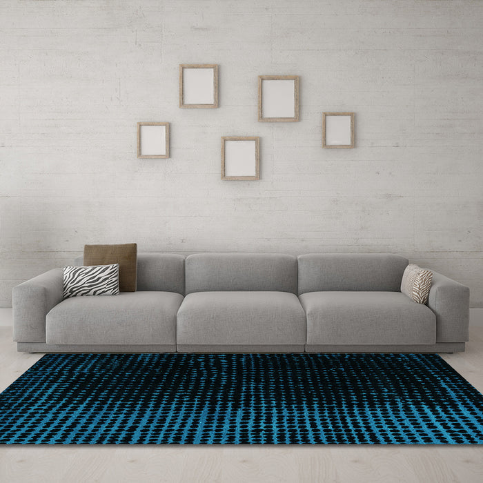 Machine Washable Abstract Turquoise Modern Area Rugs in a Living Room,, wshabs5091turq
