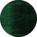 Round Machine Washable Abstract Green Modern Area Rugs, wshabs5091grn