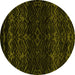 Round Abstract Yellow Modern Rug, abs5092yw