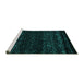 Sideview of Machine Washable Abstract Turquoise Modern Area Rugs, wshabs5092turq