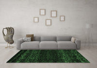 Machine Washable Abstract Emerald Green Modern Rug, wshabs5092emgrn