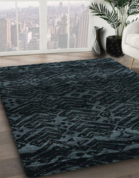 Abstract Blue Moss Green Modern Rug, abs5092