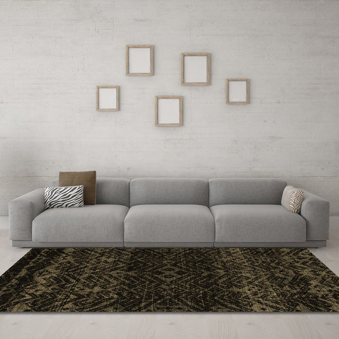 Machine Washable Abstract Brown Modern Rug in a Living Room,, wshabs5092brn