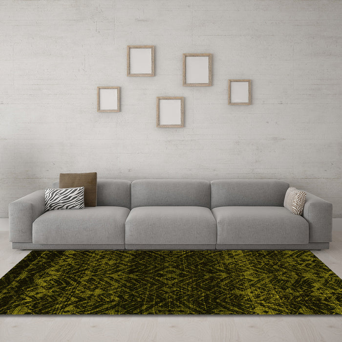 Machine Washable Abstract Yellow Modern Rug in a Living Room, wshabs5092yw