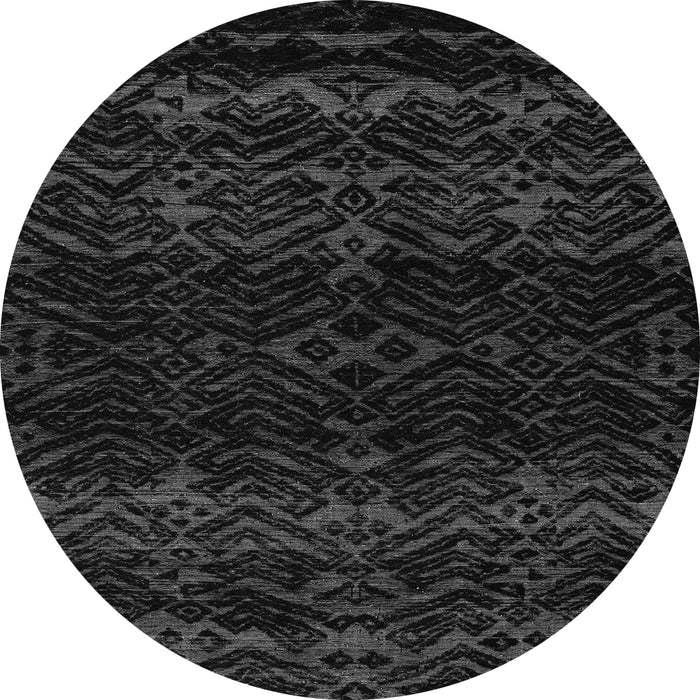 Round Machine Washable Abstract Gray Modern Rug, wshabs5092gry