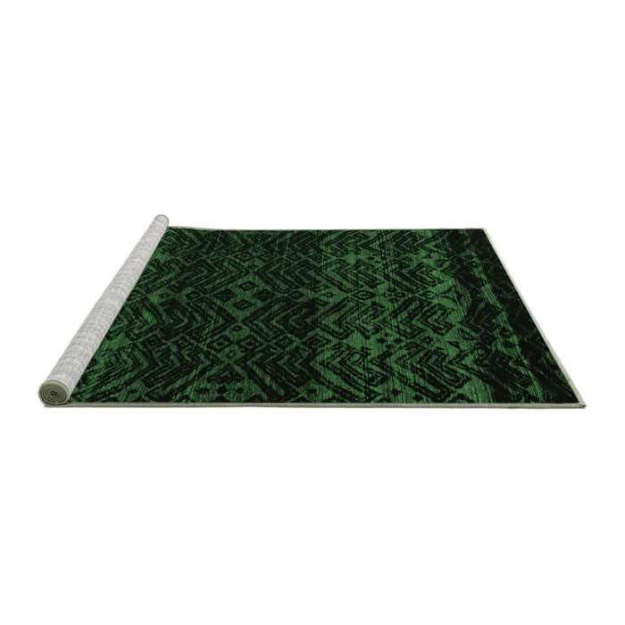 Sideview of Machine Washable Abstract Emerald Green Modern Area Rugs, wshabs5092emgrn
