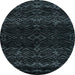 Round Machine Washable Abstract Blue Moss Green Rug, wshabs5092