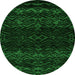 Round Machine Washable Abstract Green Modern Area Rugs, wshabs5092grn