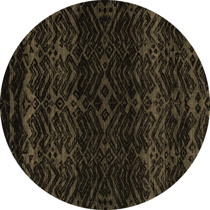 Round Machine Washable Abstract Brown Modern Rug, wshabs5092brn