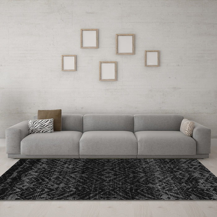 Machine Washable Abstract Gray Modern Rug in a Living Room,, wshabs5092gry