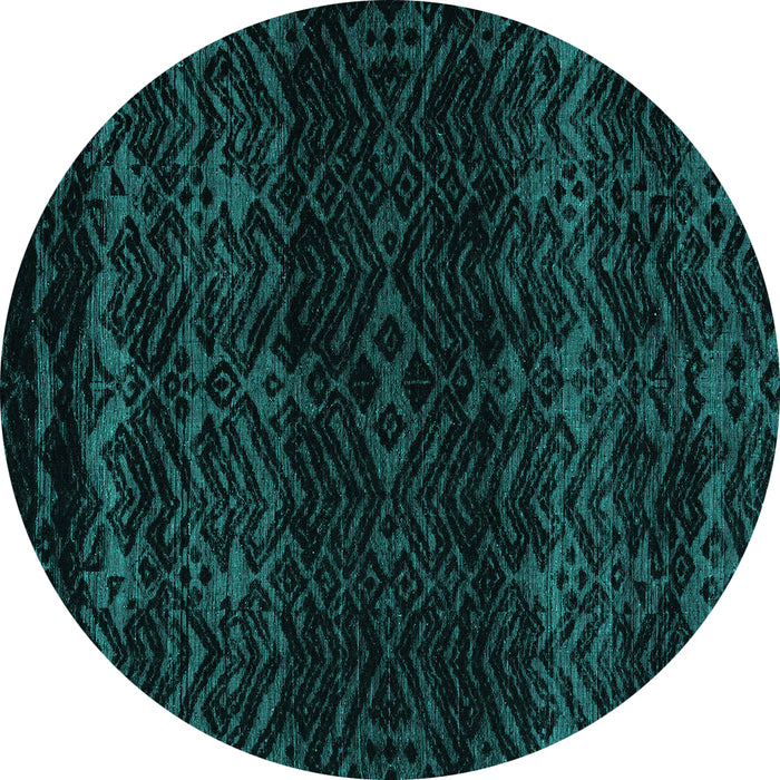 Round Abstract Turquoise Modern Rug, abs5092turq