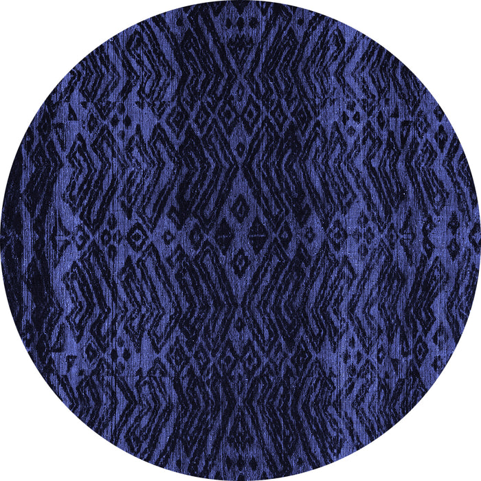Round Machine Washable Abstract Blue Modern Rug, wshabs5092blu