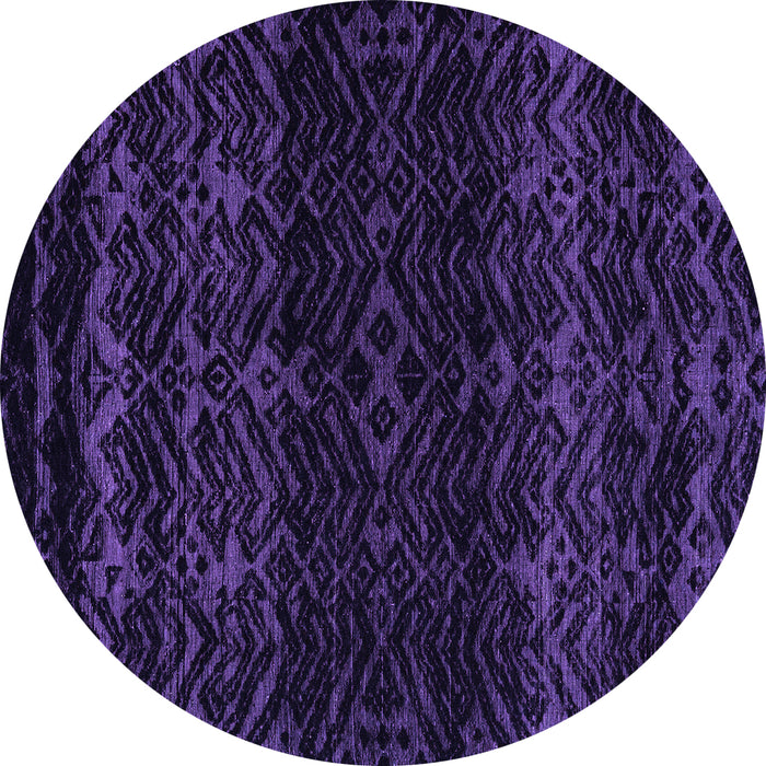 Round Machine Washable Abstract Purple Modern Area Rugs, wshabs5092pur