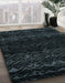 Machine Washable Abstract Blue Moss Green Rug in a Family Room, wshabs5092