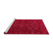 Sideview of Machine Washable Abstract Red Rug, wshabs5093