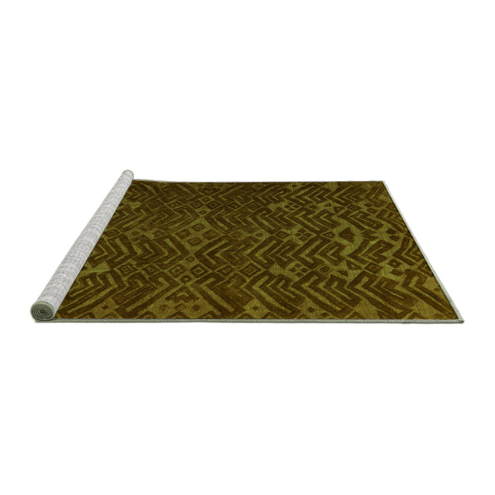 Sideview of Machine Washable Abstract Green Modern Area Rugs, wshabs5093grn