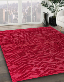 Machine Washable Abstract Red Rug in a Family Room, wshabs5093
