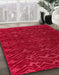 Machine Washable Abstract Red Rug in a Family Room, wshabs5093