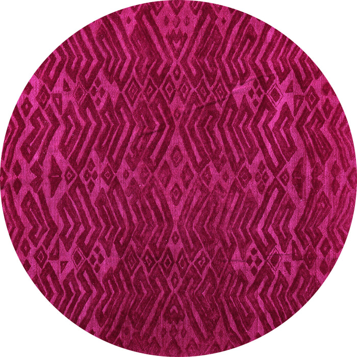 Round Machine Washable Abstract Pink Modern Rug, wshabs5093pnk