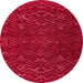 Round Machine Washable Abstract Red Rug, wshabs5093