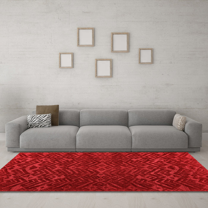 Machine Washable Abstract Orange Modern Area Rugs in a Living Room, wshabs5093org