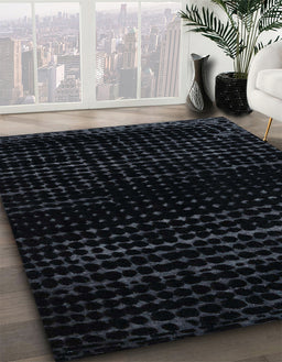 Machine Washable Abstract Dark Slate Gray Green Rug in a Family Room, wshabs5094
