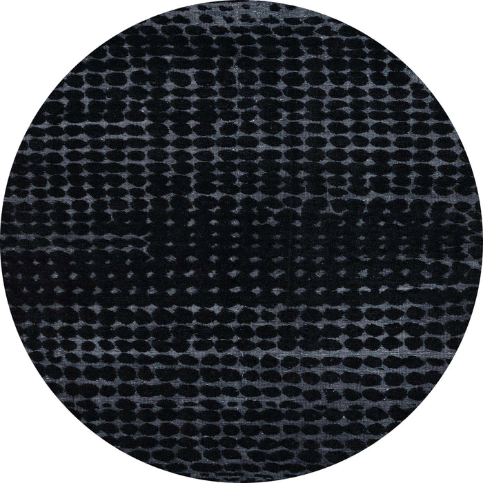 Round Machine Washable Abstract Dark Slate Gray Green Rug, wshabs5094
