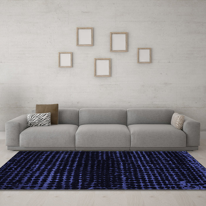 Machine Washable Abstract Blue Modern Rug in a Living Room, wshabs5094blu