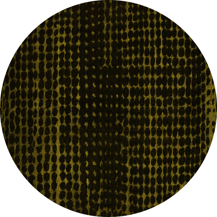Round Machine Washable Abstract Yellow Modern Rug, wshabs5094yw