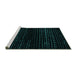 Sideview of Machine Washable Abstract Turquoise Modern Area Rugs, wshabs5094turq