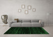 Machine Washable Abstract Green Modern Area Rugs in a Living Room,, wshabs5094grn