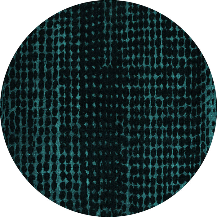 Round Abstract Turquoise Modern Rug, abs5094turq