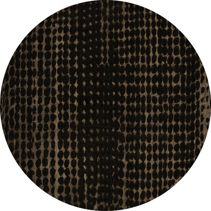 Round Abstract Brown Modern Rug, abs5094brn