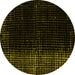 Round Abstract Yellow Modern Rug, abs5095yw