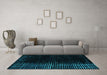 Machine Washable Abstract Turquoise Modern Area Rugs in a Living Room,, wshabs5095turq