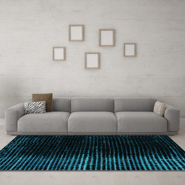 Machine Washable Abstract Turquoise Modern Area Rugs in a Living Room,, wshabs5095turq