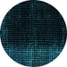 Round Abstract Turquoise Modern Rug, abs5095turq